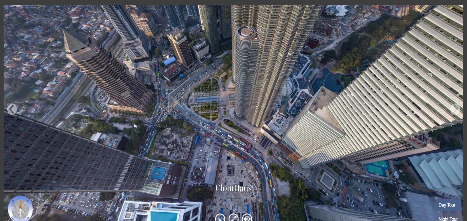 Actual aerial context of the CloutHaus site opposite the Petronas Twin Towers