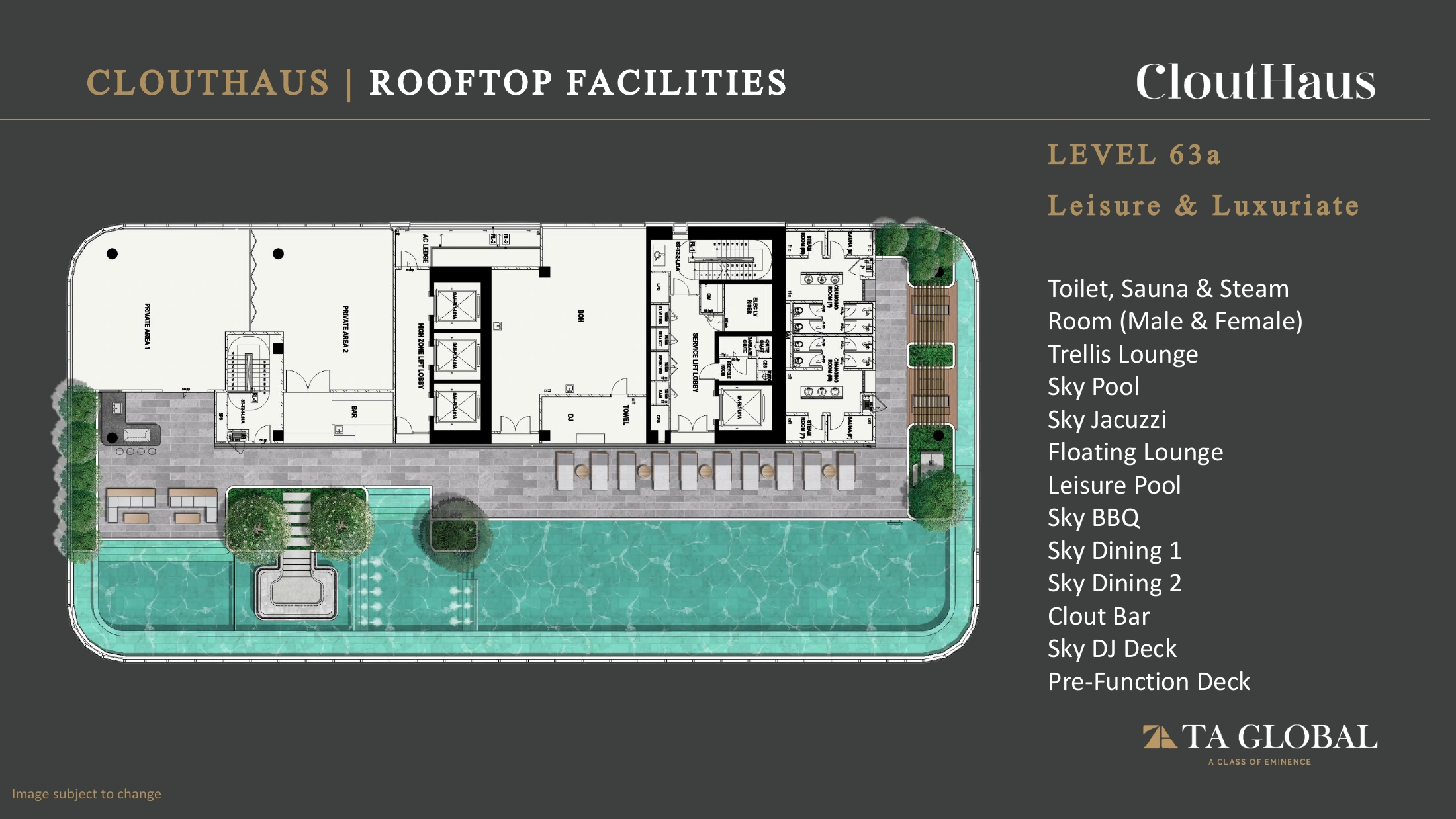 CloutHaus Level 63A rooftop facilities plan