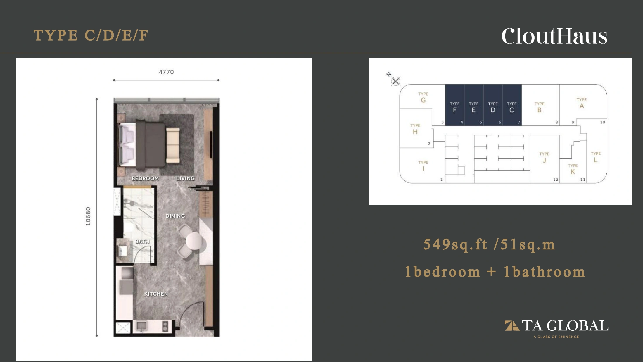 CloutHaus Type C to F floor plan